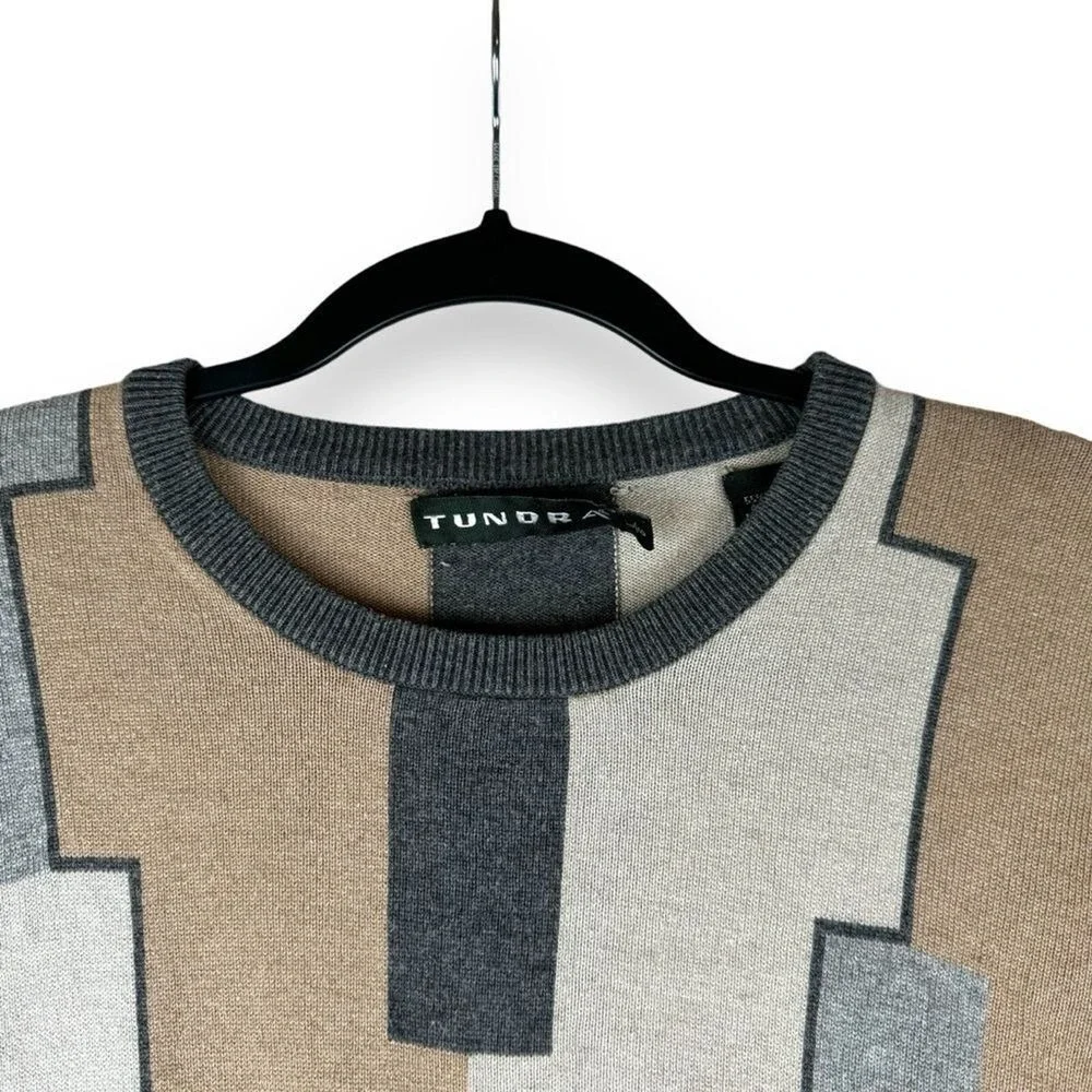Vintage Tundra Grandpa Sweater Mens Size Large Silk Tencil Cashmere Geometric‎